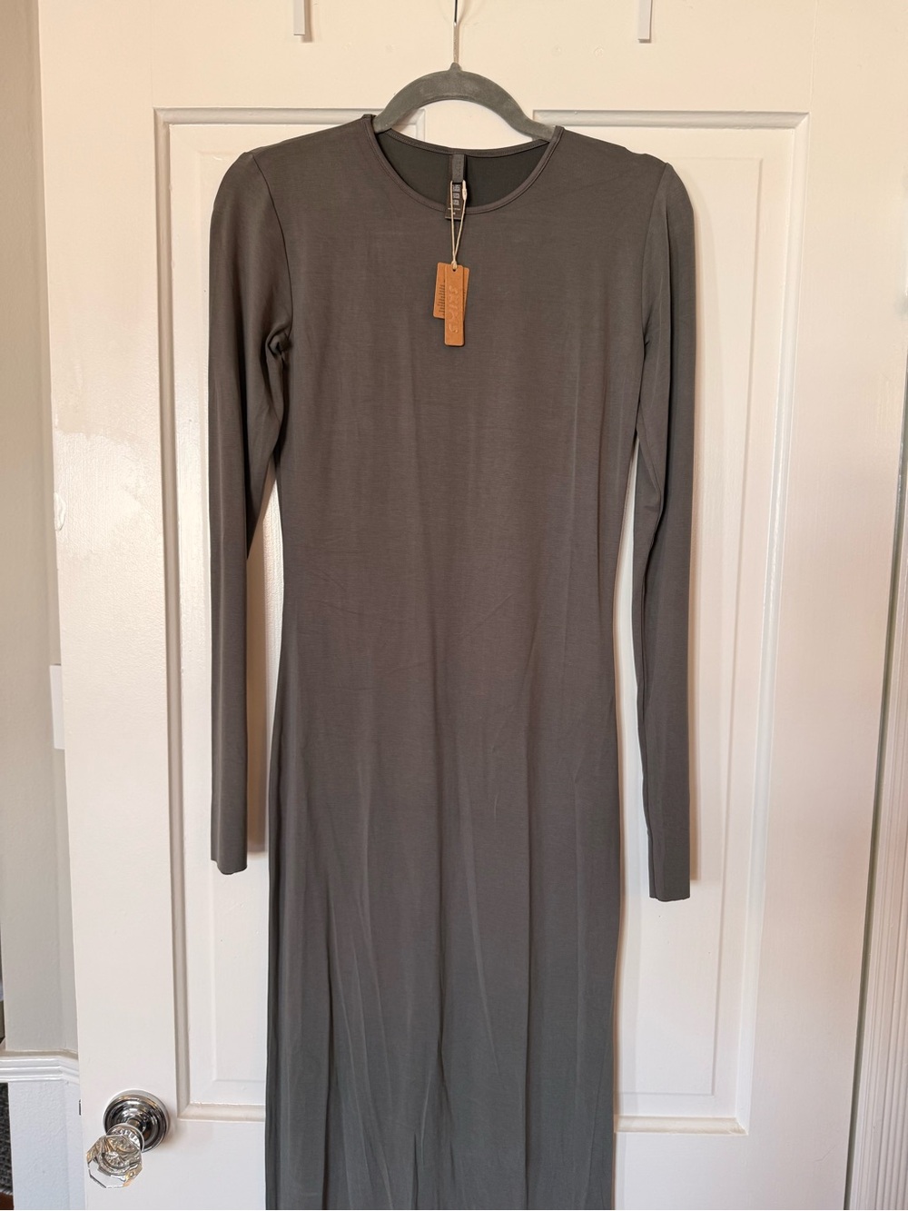 Skims gunmetal long sleeve maxi dress